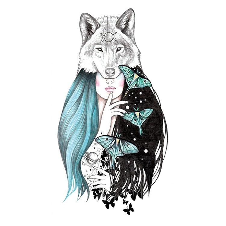 Temporär Tatuering - varg flickan
