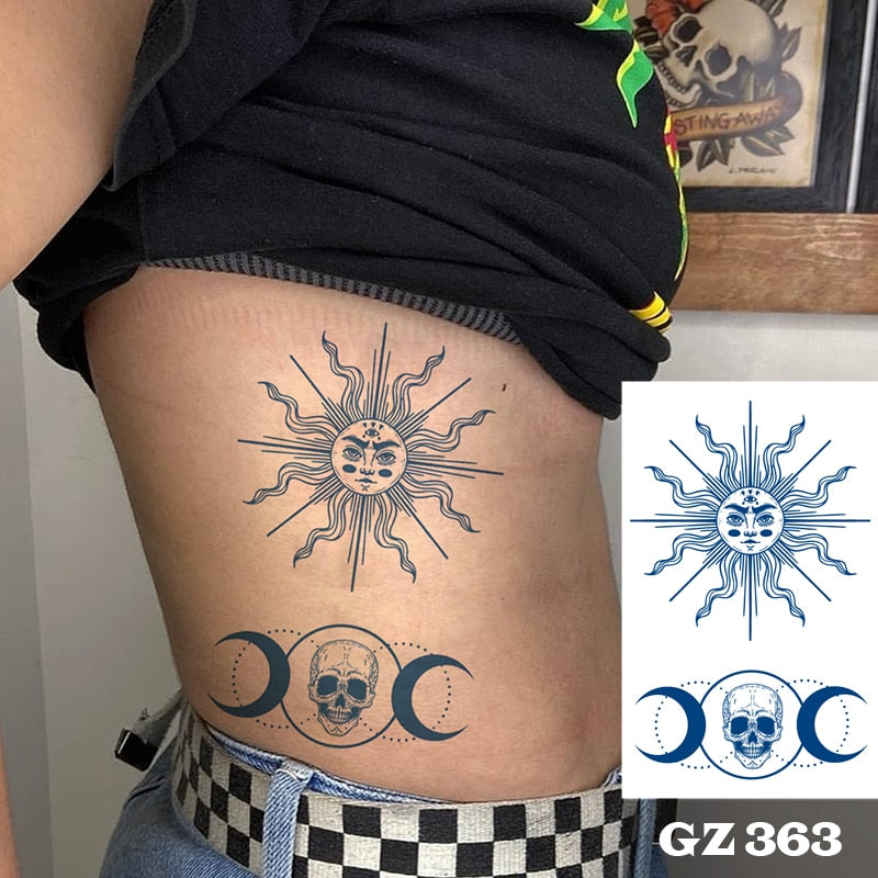 Temporär tatuering: sol, skalle