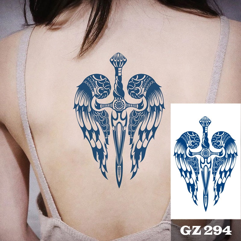 Temporär tatuering svärd, ängel