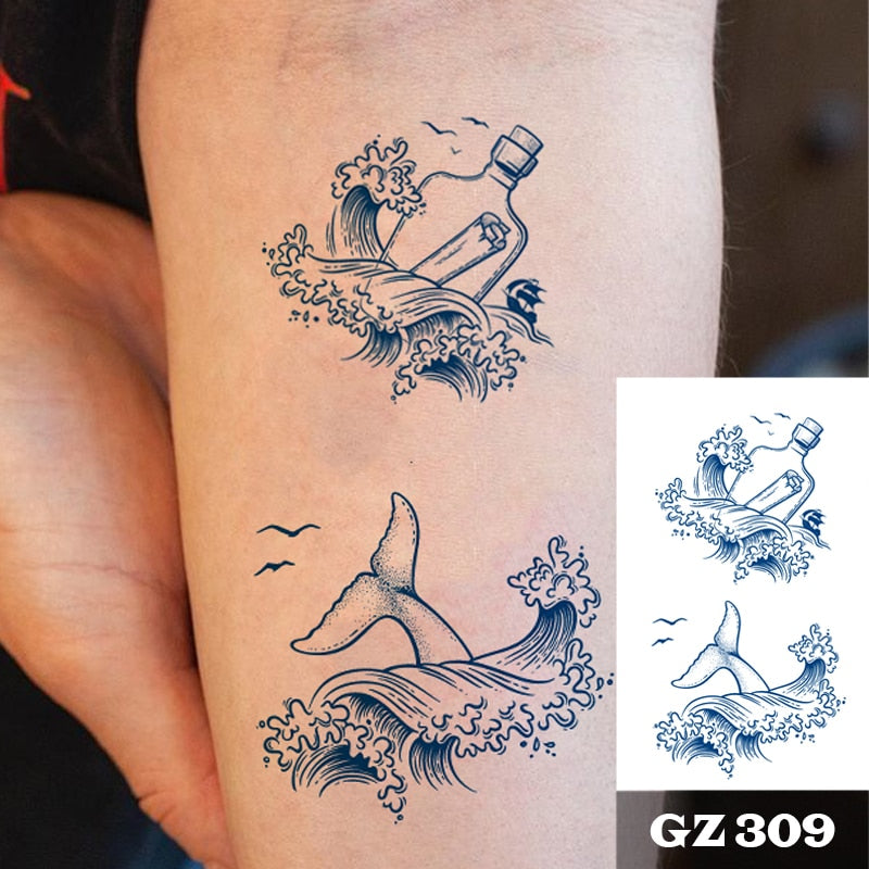 Temporär tatuering : fisk, hav