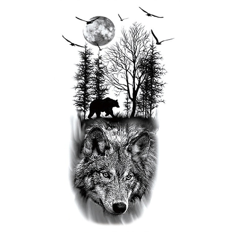 Temporär Tatuering - varg och björn