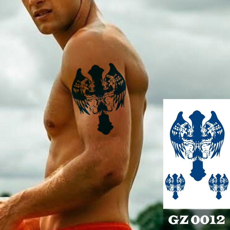 Temporär tatuering kors och ängel