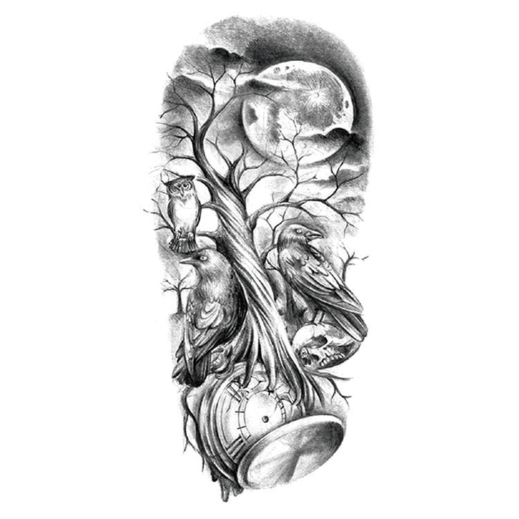 Temporär Tatuering - fågel och träd