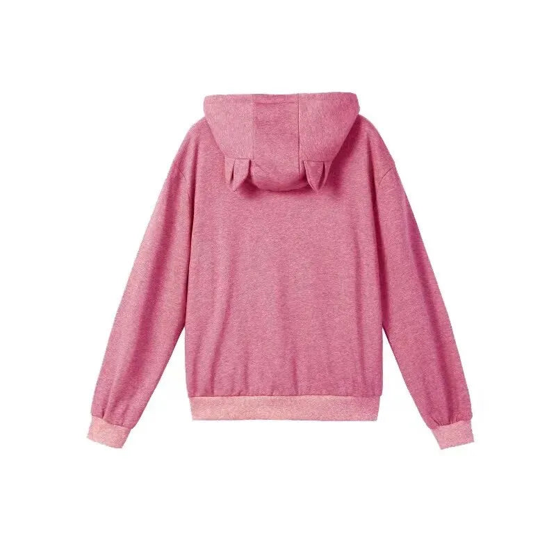 Hoodie med kattficka rosa