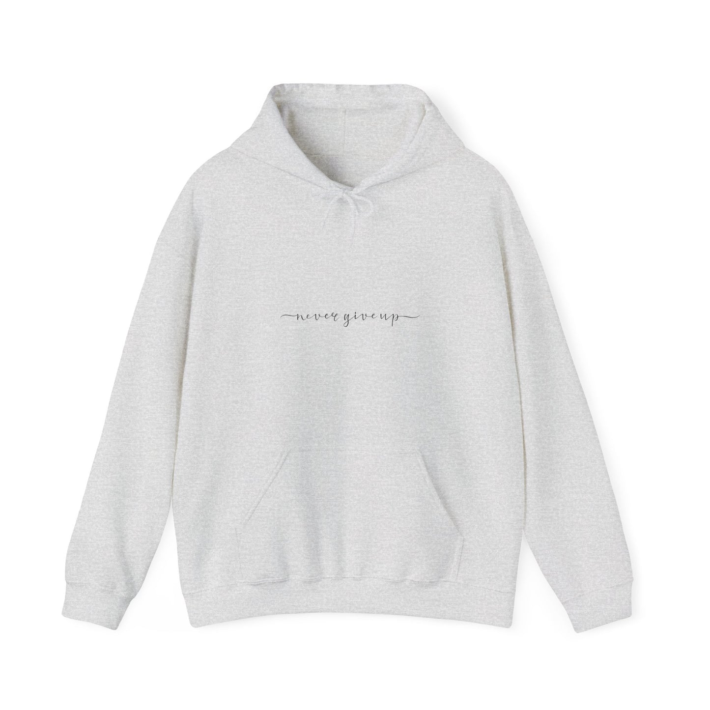 Never give up hoodie grå
