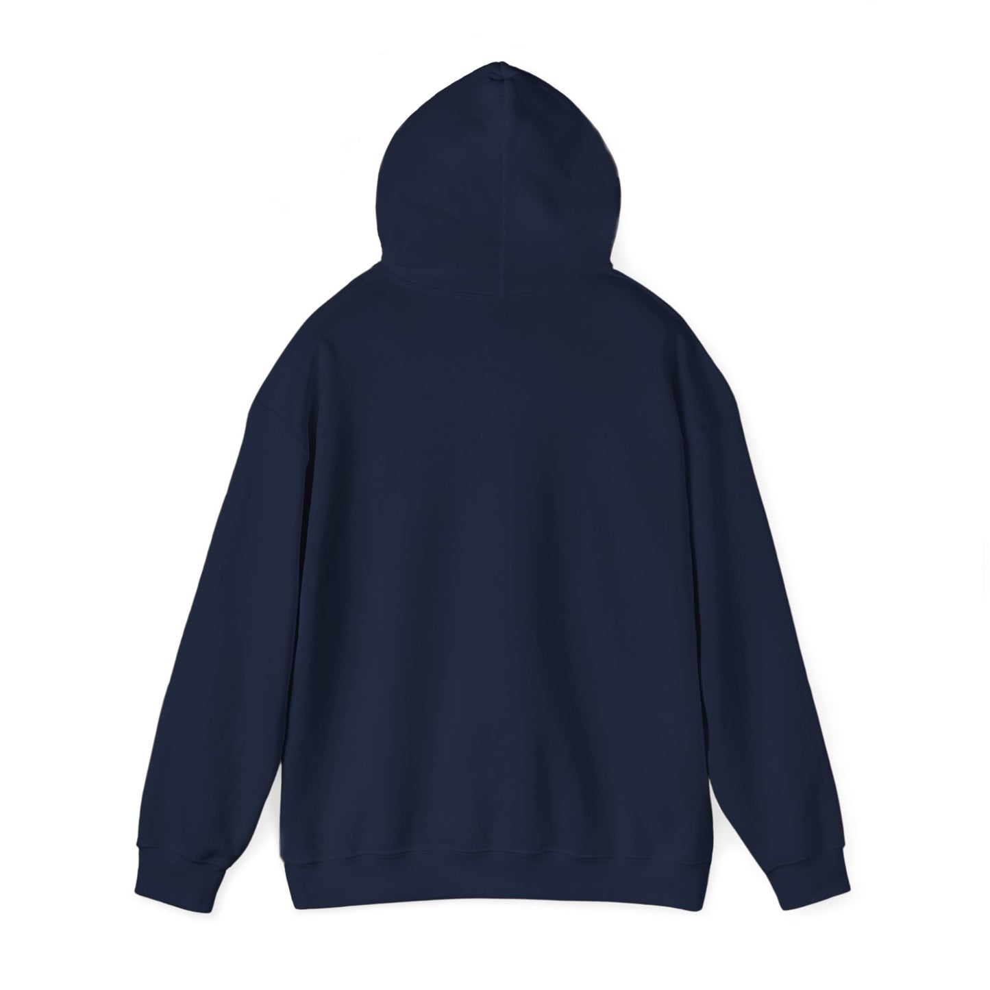 Never give up hoodie mörkblå
