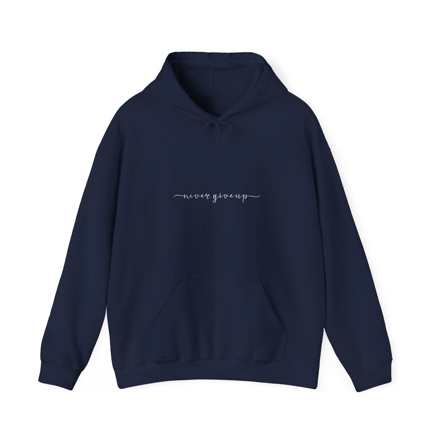 Never give up hoodie navy