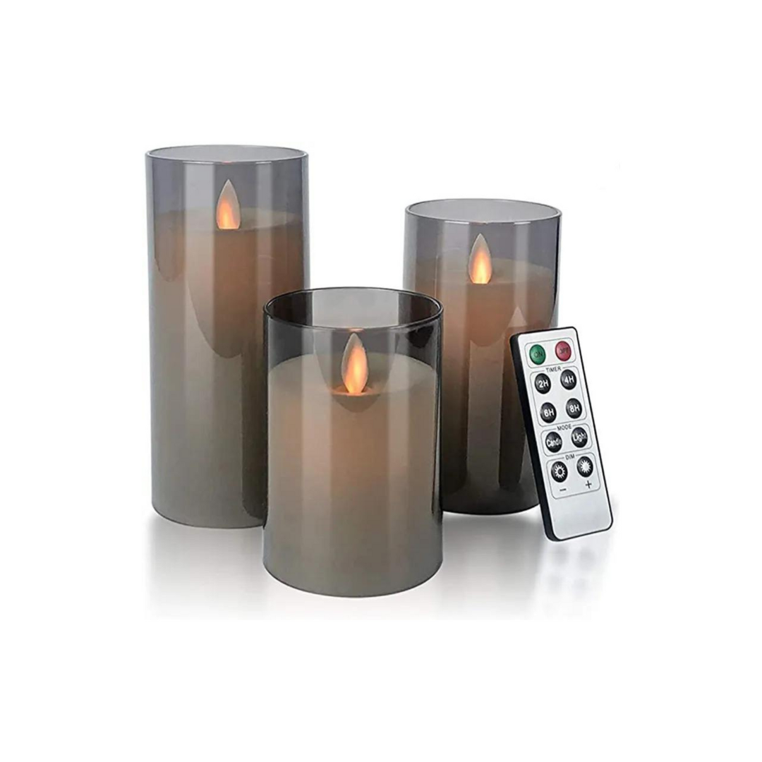 Batteriljus med timer gråa