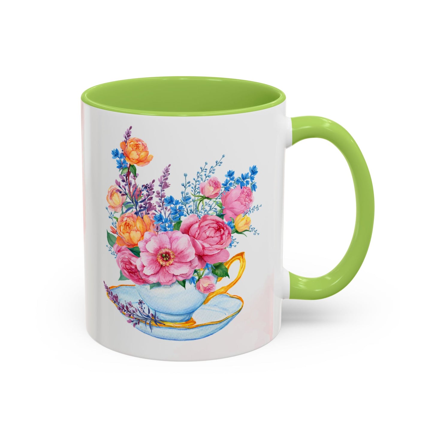 Grön mugg med blommor