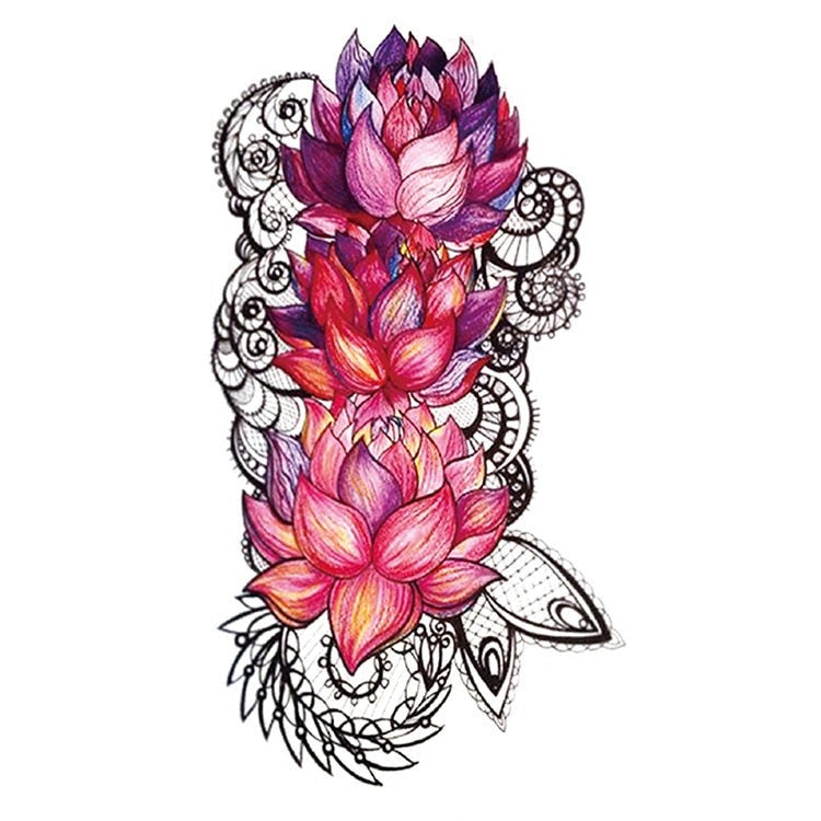 Temporär Tatuering - färgglada blommor 