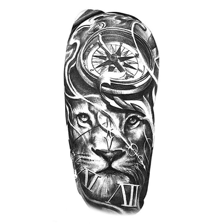 Temporär Tatuering - Lejon och klocka 