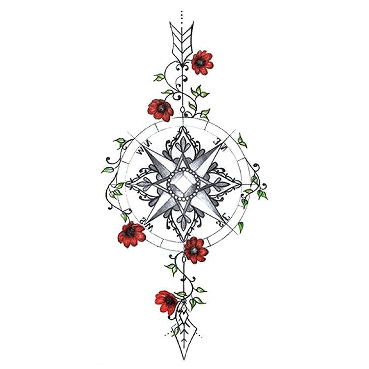 Temporär Tatuering - stjärna blommor 