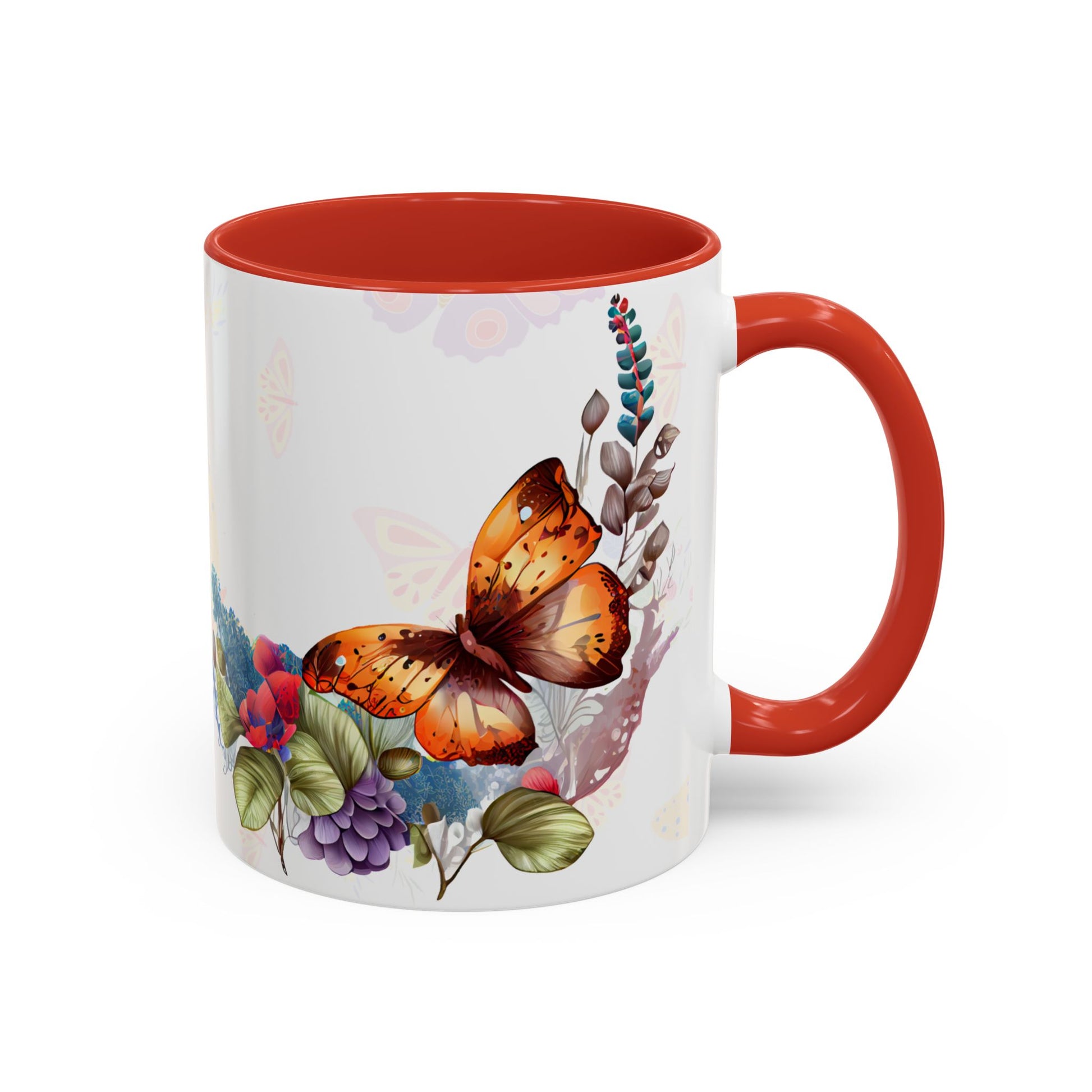 Mugg med fjäril röd