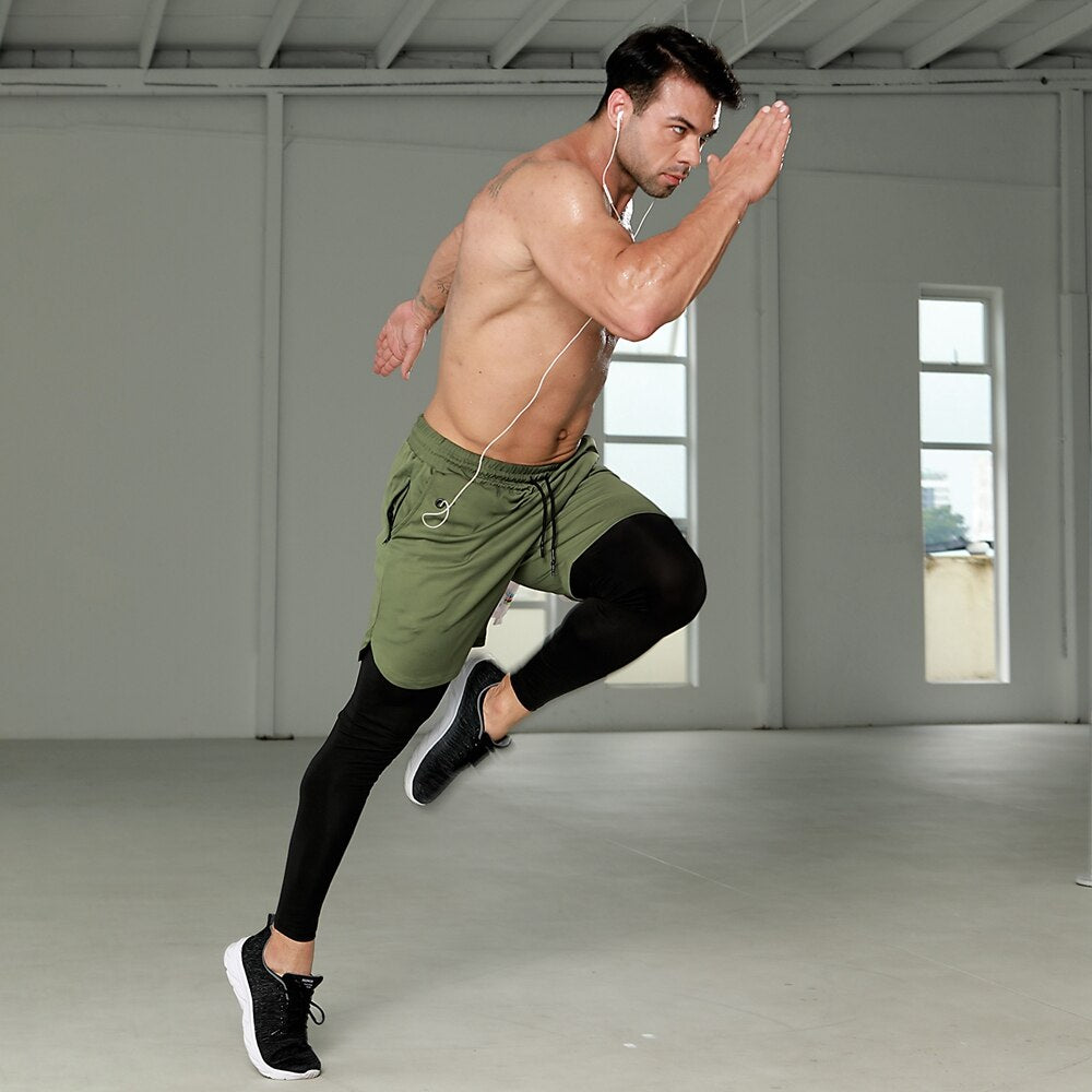 Träningstights med shorts - modell springer 