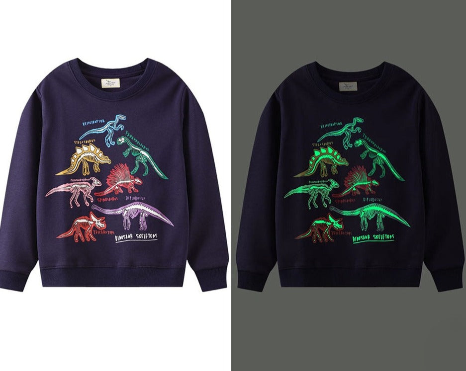 Lysande T-shirt för barn dinosaurie 
